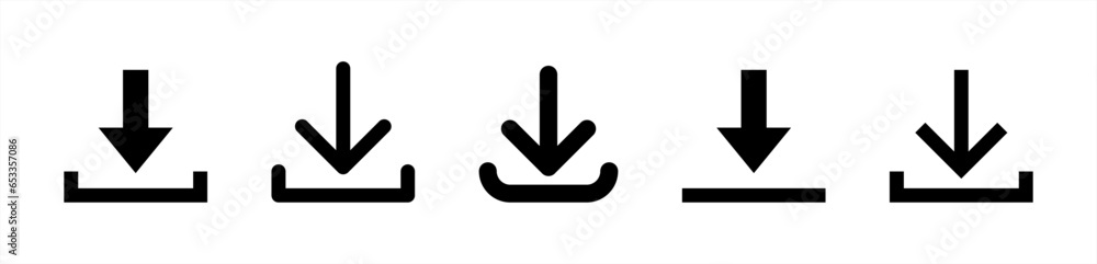 Leinwandbilder Download files icons vector set for web site or application. Various simple download icon isolated from the background. Vector 10 eps.