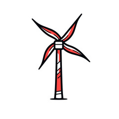 Wind vector icon in minimalistic, black and red line work, japan web