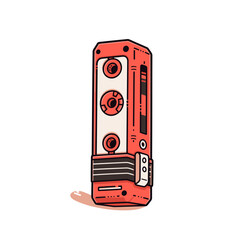 Recorder vector icon in minimalistic, black and red line work, japan web
