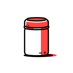 Film canister vector icon in minimalistic, black and red line work, japan web