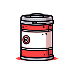 Film canister vector icon in minimalistic, black and red line work, japan web