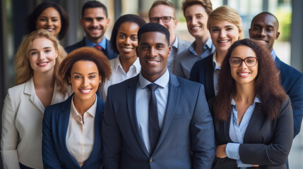Fototapeta premium Portrait of a group of multiethnic business people standing together