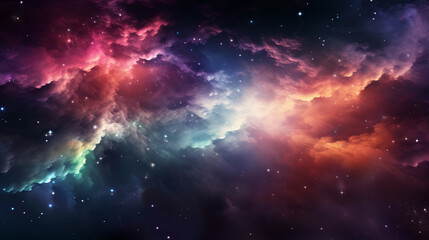 Beautiful space background. Stars and colored stardust. - obrazy, fototapety, plakaty
