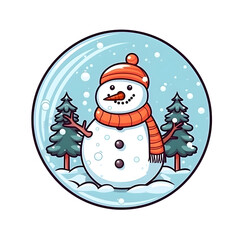 christmas snow character winter happy illustration merry holiday cartoon generative Ai.