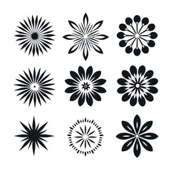 Obraz premium set of flowers. Simple abstract line art flower set for projects. Black and white flower set. Minimalist black and white flower