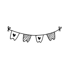 Hand-drawn doodle celebration garland clipart. Cute vector illustration for festive designs.