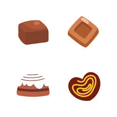 Chocolate creamy dessert. Sweets Ui Or Gui Elements. Chocolate food illustration. Collection sweet cake flat color.