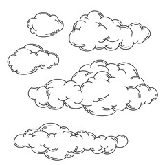 set of outline cloud vector illustration. white cloud collection.