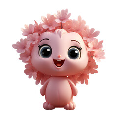 3D Cute Blushing Daisy with Sparkling Eyes Waving Illustration , isolated png