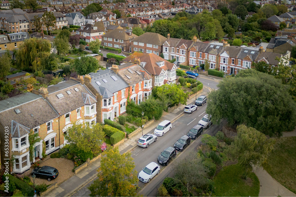 Wall mural aerial view of residential houses in south west london