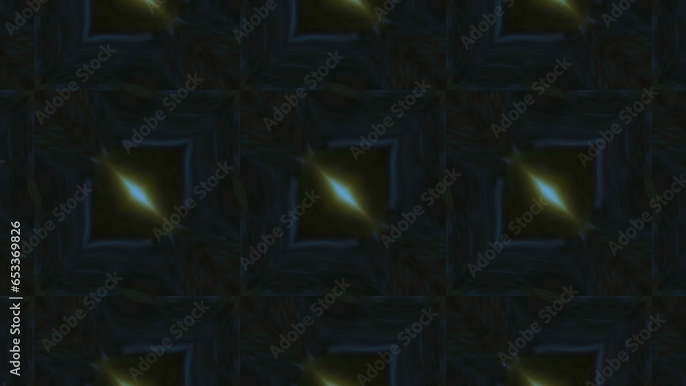 Poster abstract kaleidoscopic pattern. motion. fractal blinking shapes.