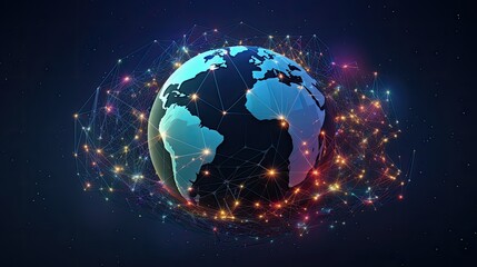 Fototapeta na wymiar World data exchange with planet earth and network