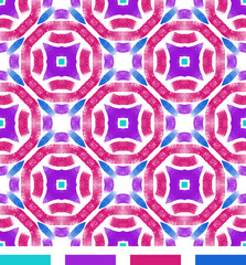 Colorful, Purple Red Blue Geometric Chalk Texture, Vector Seamless Repeating Pattern Tile 