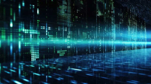 Digital binary matrix code background, 3D rendering