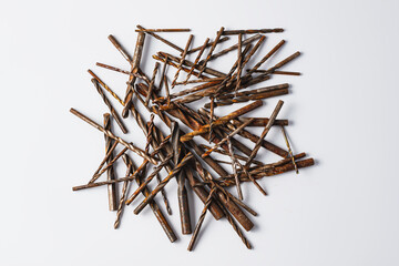 rusty drill bits isolated on a white background