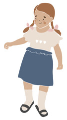 Abstract girl silhouette vector, Kid portrait, Little girl in school uniform vector illustration, Kids clipart