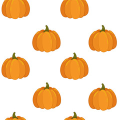 Seamless pattern with pumpkin in cartoon style. Autumn pattern textile. design for greeting card and invitation of seasonal fall holidays, halloween, harvest. Vector