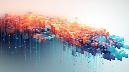 background voxel data flow illustration 3d digital, audio motion, signal stream background voxel data flow