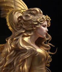 golden woman with golden hair