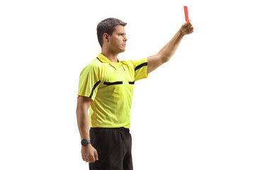 Football referee showing a red card