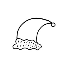 Fototapeta premium Cute hand-drawn New Year's hat. Hand-drawn vector illustration. Winter element for greeting cards, posters, stickers, and seasonal design.