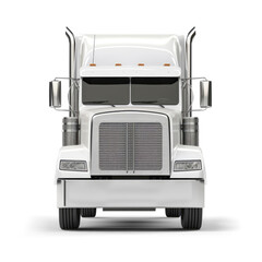 Front view of a white American truck head on transparent background