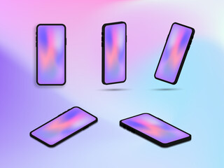 Mobile app with phone screen and social media applications