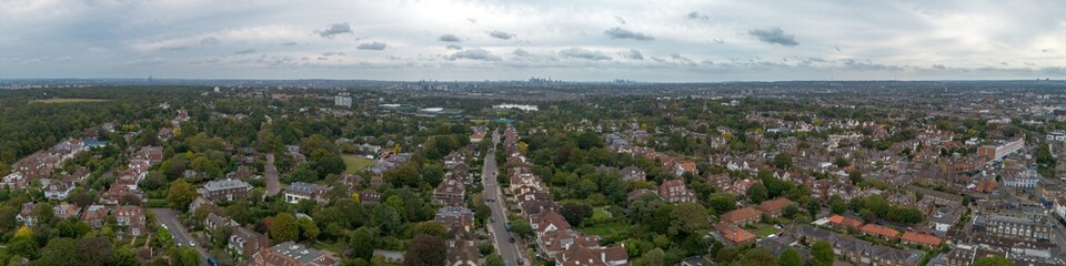 Fototapeta na wymiar London- Panoramic view of London residential houses from Wimbledon area SW19