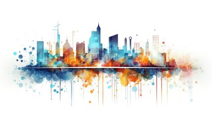 online smart digital city illustration smconnect network, futuristic line, abstract scape online smart digital city