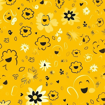 Abstract Happy Yellow Flowery Background