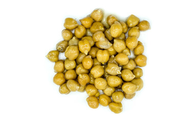 cooked chickpeas isolated isolated on white background, cut out top view