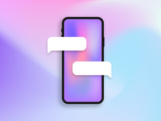 Mobile app with phone screen and social media applications