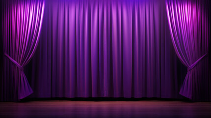 Purple Curtains with Spotlight - obrazy, fototapety, plakaty