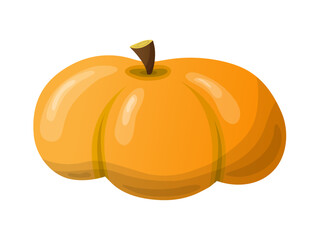 Realistic vector orange pumpkin isolated on white background in glossy 3d style. Modern minimal illustration.