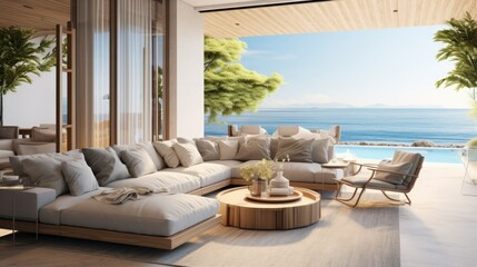 Fototapeta na wymiar Luxury coastal style home, beautiful interior design