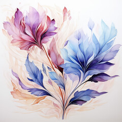 Fototapeta na wymiar Beautiful decorative paint flowers in purple color background