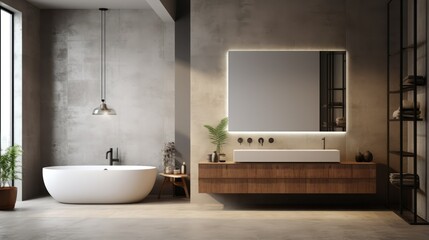Fototapeta na wymiar Minimalist style interior design, modern bathroom