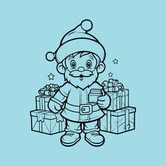 
vector santa claus line drawing
