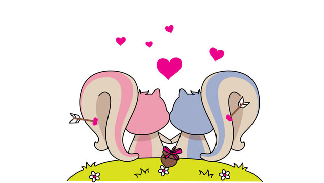 recommend clip art: Illustration of a Male Squirrel Giving a Female Squirrel an Nut