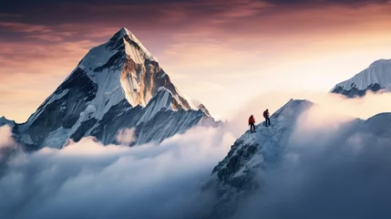 Crédence en verre imprimé Everest sunset in the mountains