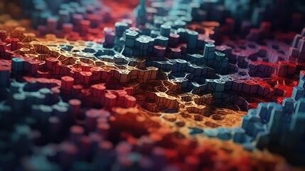 technology voxel nano structure illustration background design, 3d science, macro backdrop technology voxel nano structure