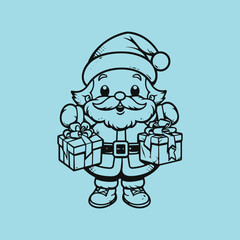 
vector santa claus line drawing
