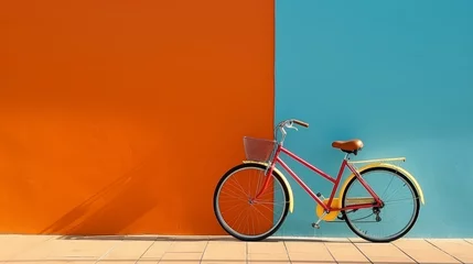 Fototapeten Stylish bicycle near colorful wall outdoors. cycling concept © Zahid