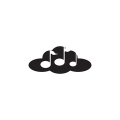 cloud music logo black and white abstract vector design illustration