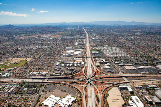 The North Stack interchange viewd from above looking South