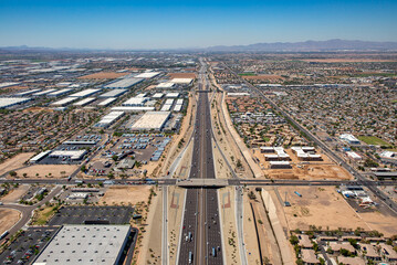 Above Interstate 10 looking West  in Phoenix, Arizona