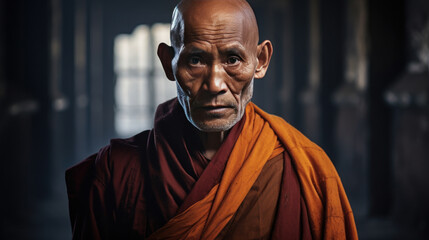 Portrait the Tibetan senior monk - obrazy, fototapety, plakaty