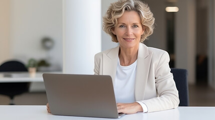 Mature businesswoman using laptop in the office