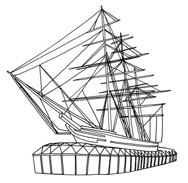 Cutty Sark Greenwich Line Drawing 