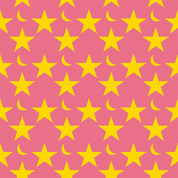 Star And Moon Seamless Pattern Background 